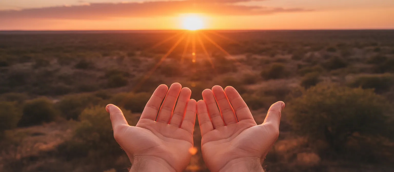 Warm golden light over South Texas landscape